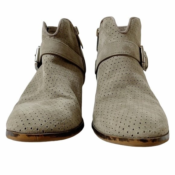 Sam Edelman Patrisha Perforated Suede Western Booties Light Taupe Women’s Size 6 - Picture 4 of 12